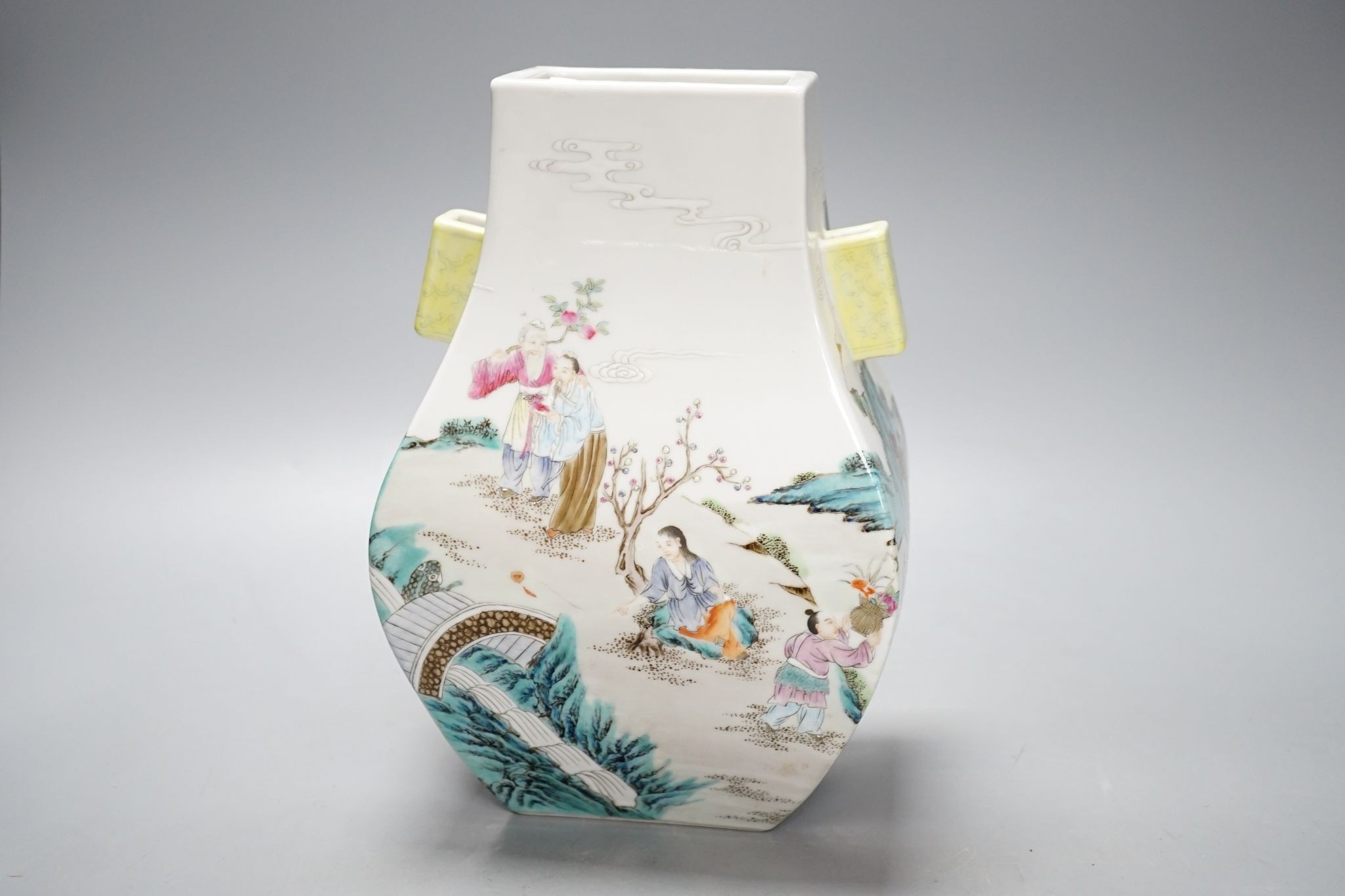 A Chinese famille rose arrow vase, Qianlong mark, 26cm